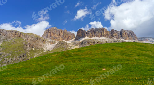 Preview: Mountain landscape along the road to Pordoi pass, Dolomites