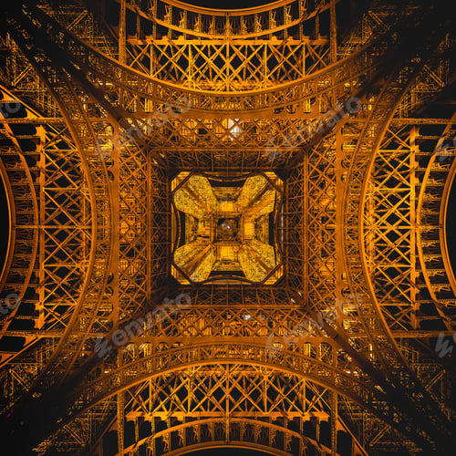 Preview: The amazing symmetric texture of Eiffel Tower architecture shot from below