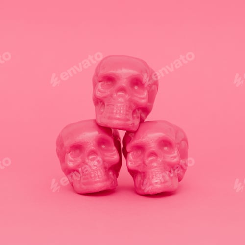 Preview: Pink Mood. Skull. Pink colours trend. Fashion minimal art