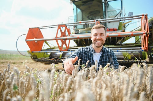 Preview: Farmer Standing In Wheat Field At Harvest