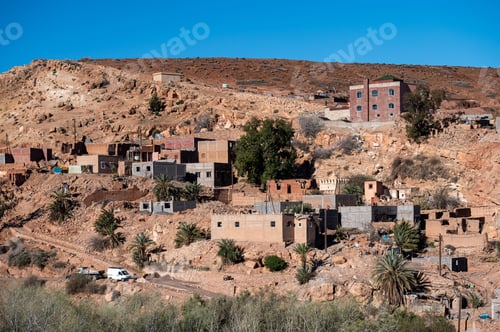 Preview: Exploring traditional settlements in the Atlas Mountains of Morocco under a clear blue sky