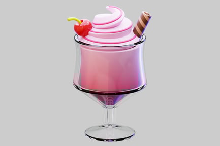 Preview: A Pink Milkshake Ice Cream In A Glass With A Cherry On Top