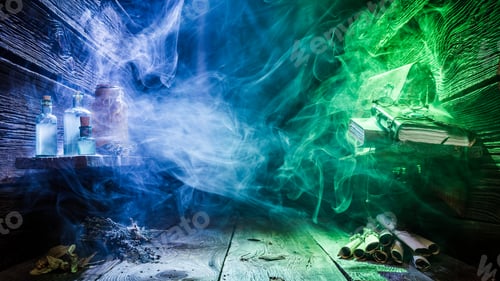 Preview: Magical place with color light and copy space for Halloween