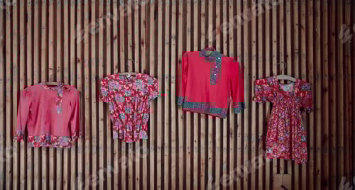 Preview: Vintage Dresses Hanging on a Wooden Wall