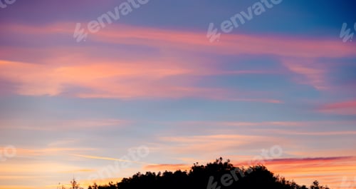 Preview: Sunset sky landscape background,Beautiful Pastel Sunlight with fluffy Cloud