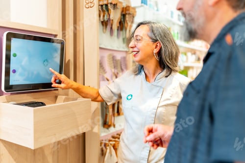 Preview: Man buying medicines on a technological and innovative store