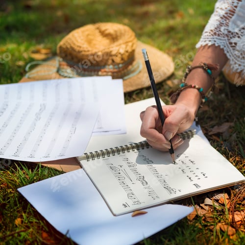 Preview: Hippie Musician Songwriter Writing Concept