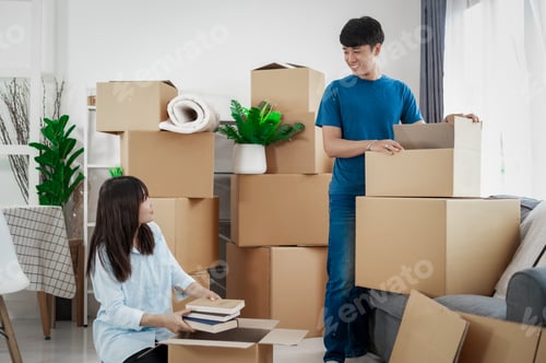 Preview: Young couples move into homes and apartments, Moving house, New house.