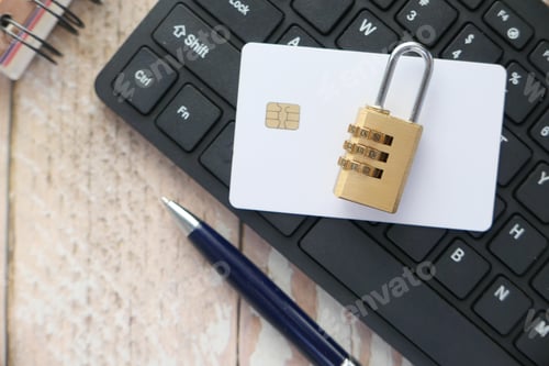 Preview: internet safety concept with padlocked on computer keyboard