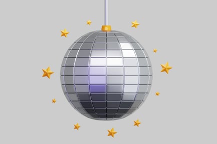 Preview: Shiny Disco Ball With Golden Stars