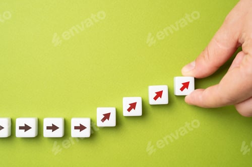 Preview: The hand points upwards towards the arrows.