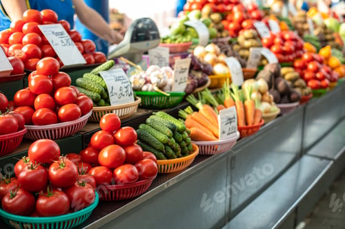 Preview: Fresh Colorful Vegetables at Farmers Market Stall