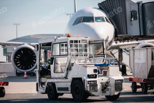 Preview: Loading of cargo containers to airplane at airport
