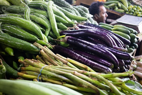 Preview: fresh fruit and vegetables on tropical market