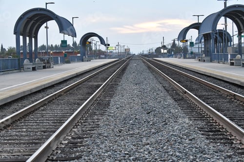 Preview: Railroad tracks at an empty subway metro station
