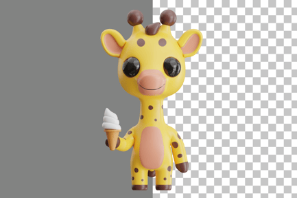 Preview: Giraffe with Ice Cream 3D Illustration