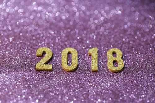 Preview: Happy New Year 2018 on pink glitter blur texture background