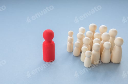Preview: concept image of an inspiring teacher, leader or manager teaching a group of generic school children