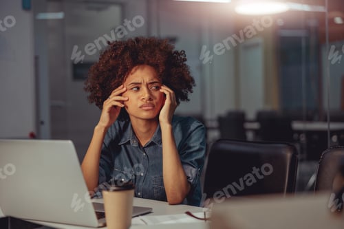 Preview: Serious pretty lady working a lot in the office
