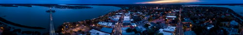 Preview: Seamless 360 degree aerial panorama of coastal town of Beaufort,
