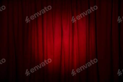Preview: Closed elegant red front curtains as background
