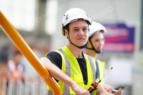 Preview: The Engineer Checks The Condition Of Electric Train at railway track. walk along side by the train.