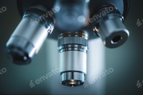 Preview: microscope close-up in laboratory, science research concept
