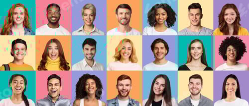 Preview: Collage of young people expressing positive emotions