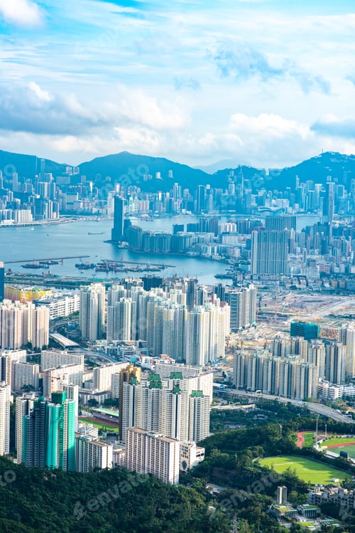 Preview: Hong Kong, China skyscraper building in modern city landscape, business urban center of Asia