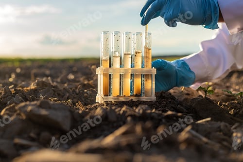 Preview: Field soil samples for analysis. Selective focus.