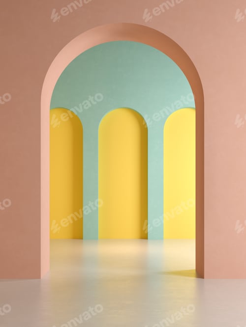 Vista previa: Memphis style conceptual interior room
