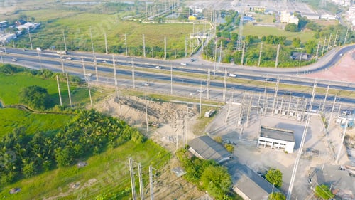 Preview: Electricity generating, voltage poles. Power lines on utility cable wires in energy electric