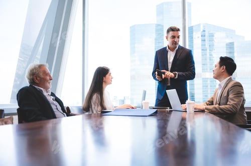 Preview: business team meeting in modern office, Corporate business manager in a meeting