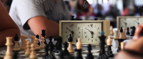 Chess Game in Progress with Timer Present