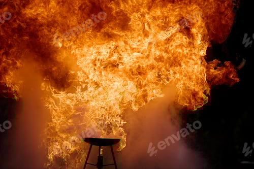 Preview: Fiery Explosion. A dramatic scene of an intense fiery explosion, capturing swirling flames against a