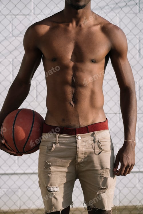 Preview: Afro Man Basketball Player In A Street Court