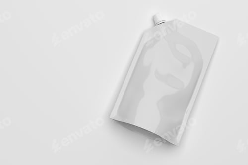 Preview: White pouch bag with a corner lid with copy space. 3d rendering.