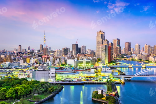 Preview: Tokyo, Japan Sumida River Skyline