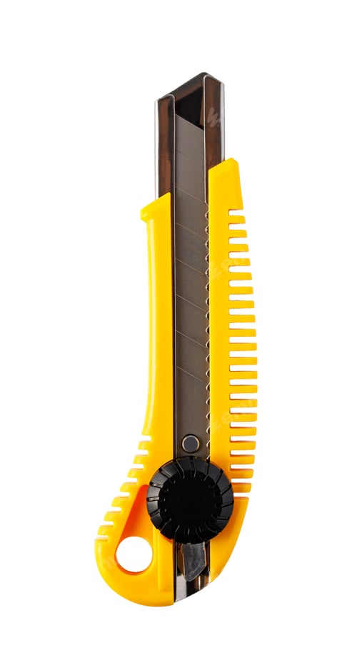 Preview: Yellow utility knife with blade extended on white background