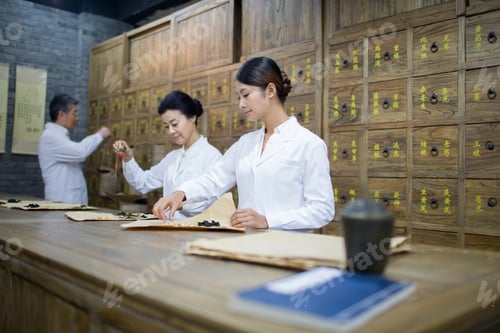 Preview: Chinese doctors in traditional Chinese medicine pharmacy