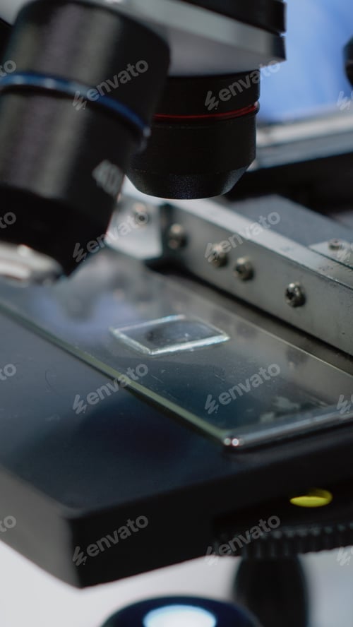 Preview: Close up of microscopic sample tray for optical analysis