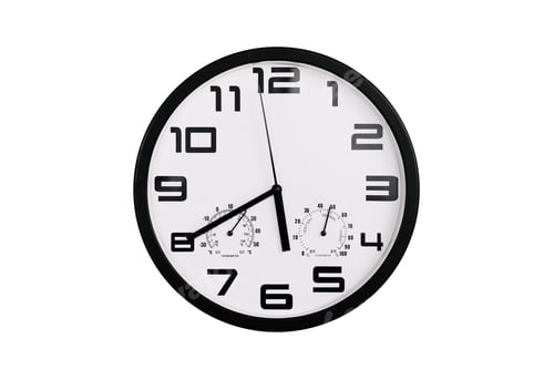 Preview: Clock with arabic numerals on wall shows 17:40 , 5:40