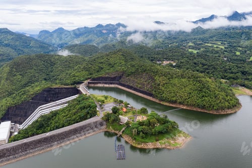 Preview: Scenery of Dam in tropical rainforest with hydro power plant in national park