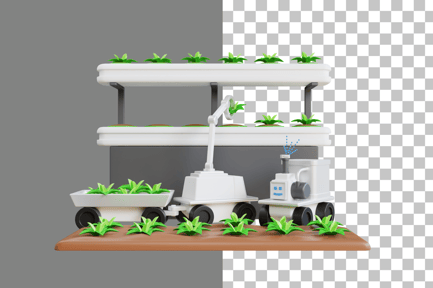 Preview: Smart Farming Using Automatic Cultivator System 3D Illustration