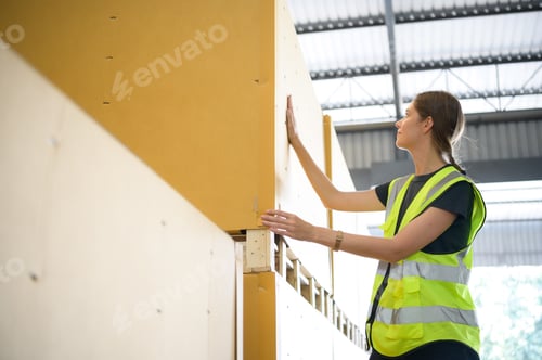 Preview: Female worker in an auto parts warehouse