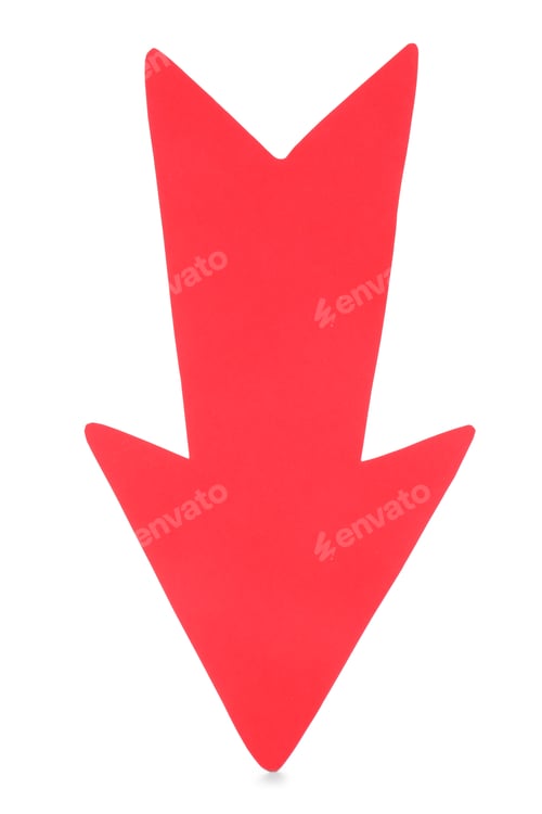 Preview: One red paper arrow isolated on white