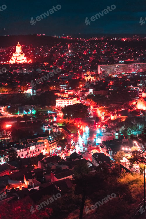 Preview: Big old city at night, Tbilisi
