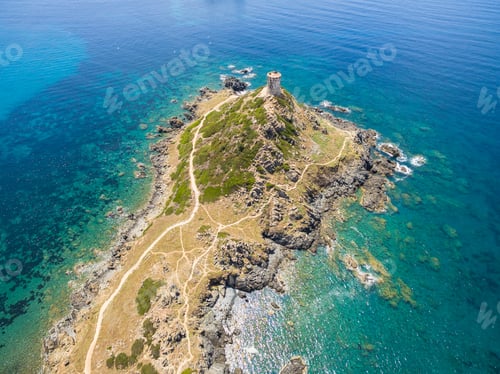 Preview: Aerial view of Sanguinaires bloodthirsty Islands in Corsica, Fra