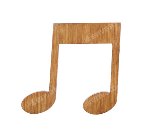 Preview: Brown wooden music note isolated on white