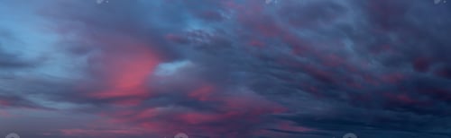 Preview: Dramatic Panoramic View of a cloudscape during a dark, rainy and colorful sunset